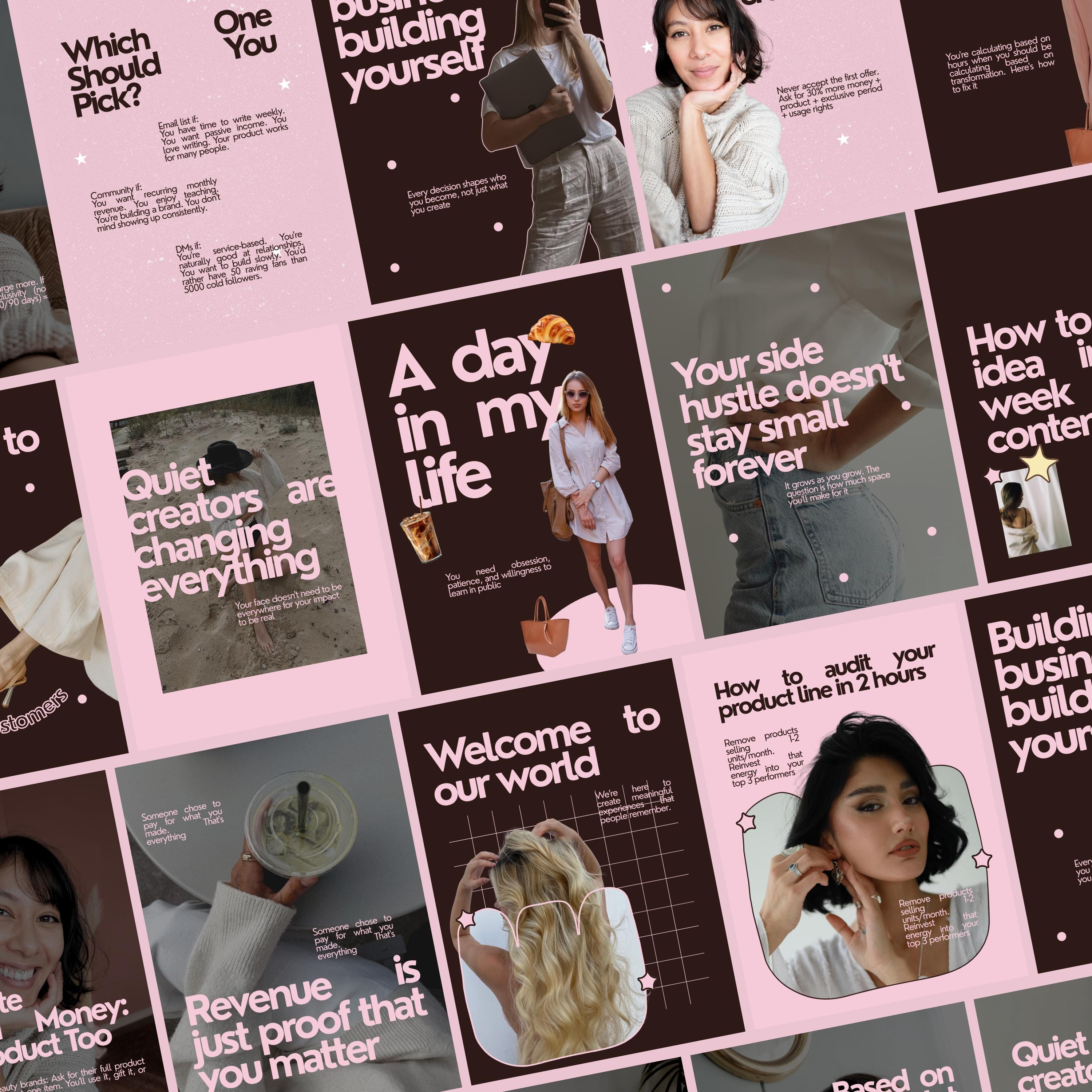 Female Entrepreneur Canva Templates | Business Creator Instagram | Bold Typography Pink Brown