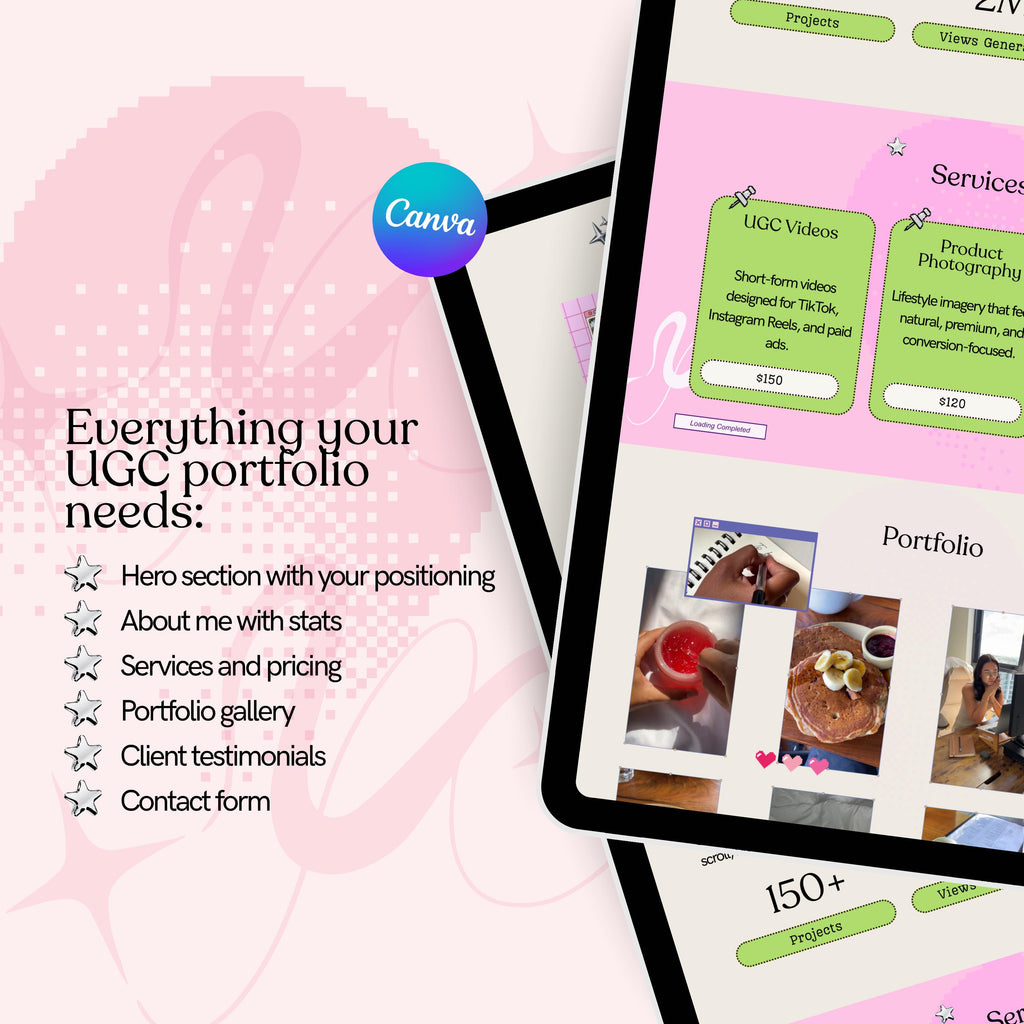 UGC Creator Portfolio Website Canva Template | Content Media Kit | Brand Deal |  Instant Download