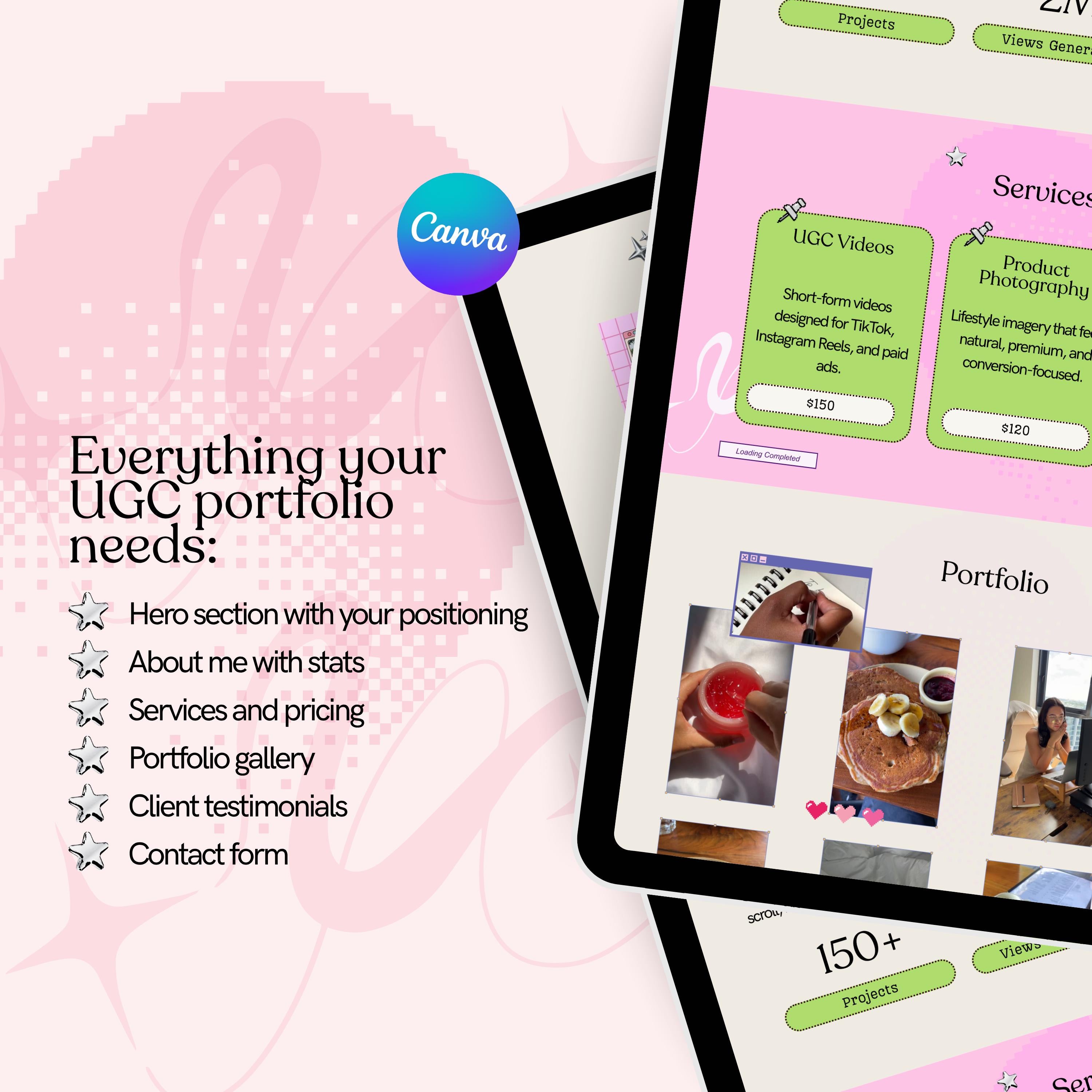 UGC Creator Portfolio Website Canva Template | Content Media Kit | Brand Deal |  Instant Download