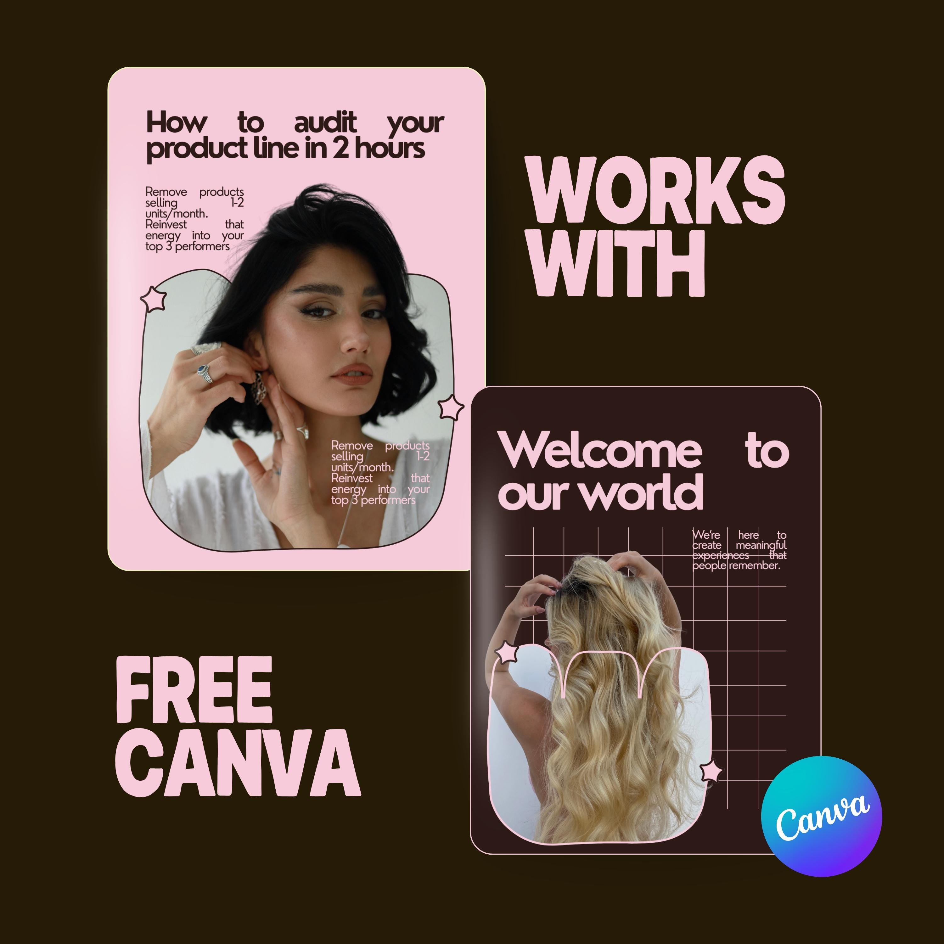 Female Entrepreneur Canva Templates | Business Creator Instagram | Bold Typography Pink Brown