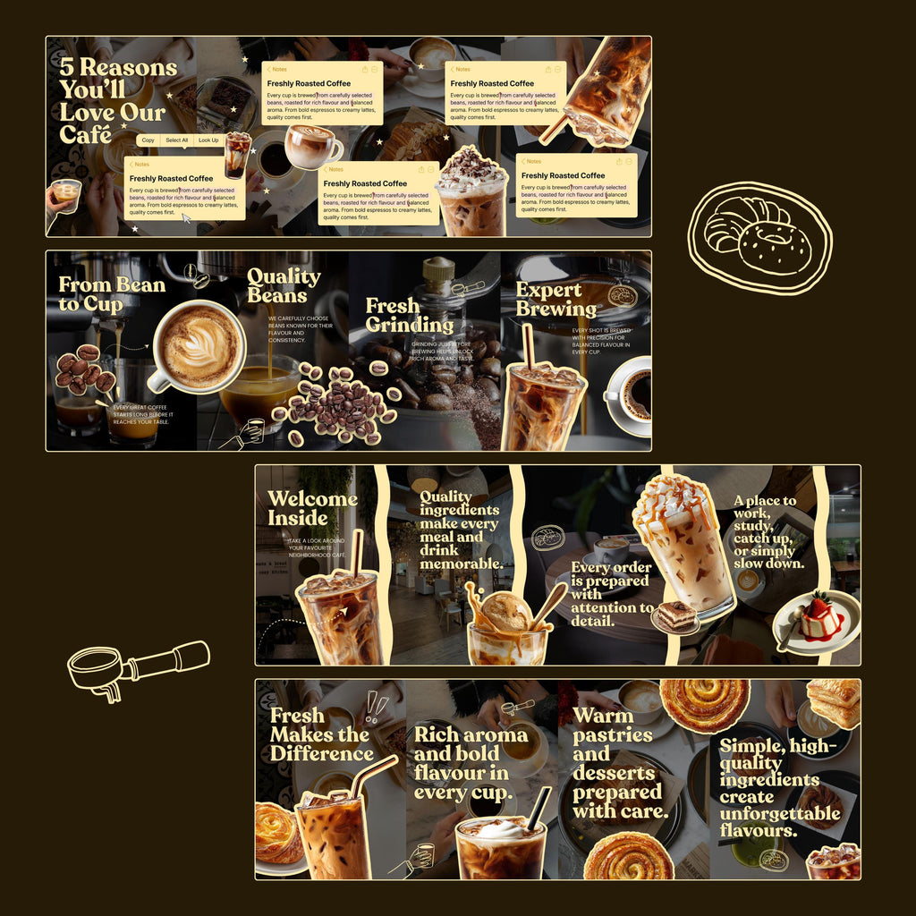 Cafe Bakery Instagram Templates Canva | Moody Editorial Social Media Kit