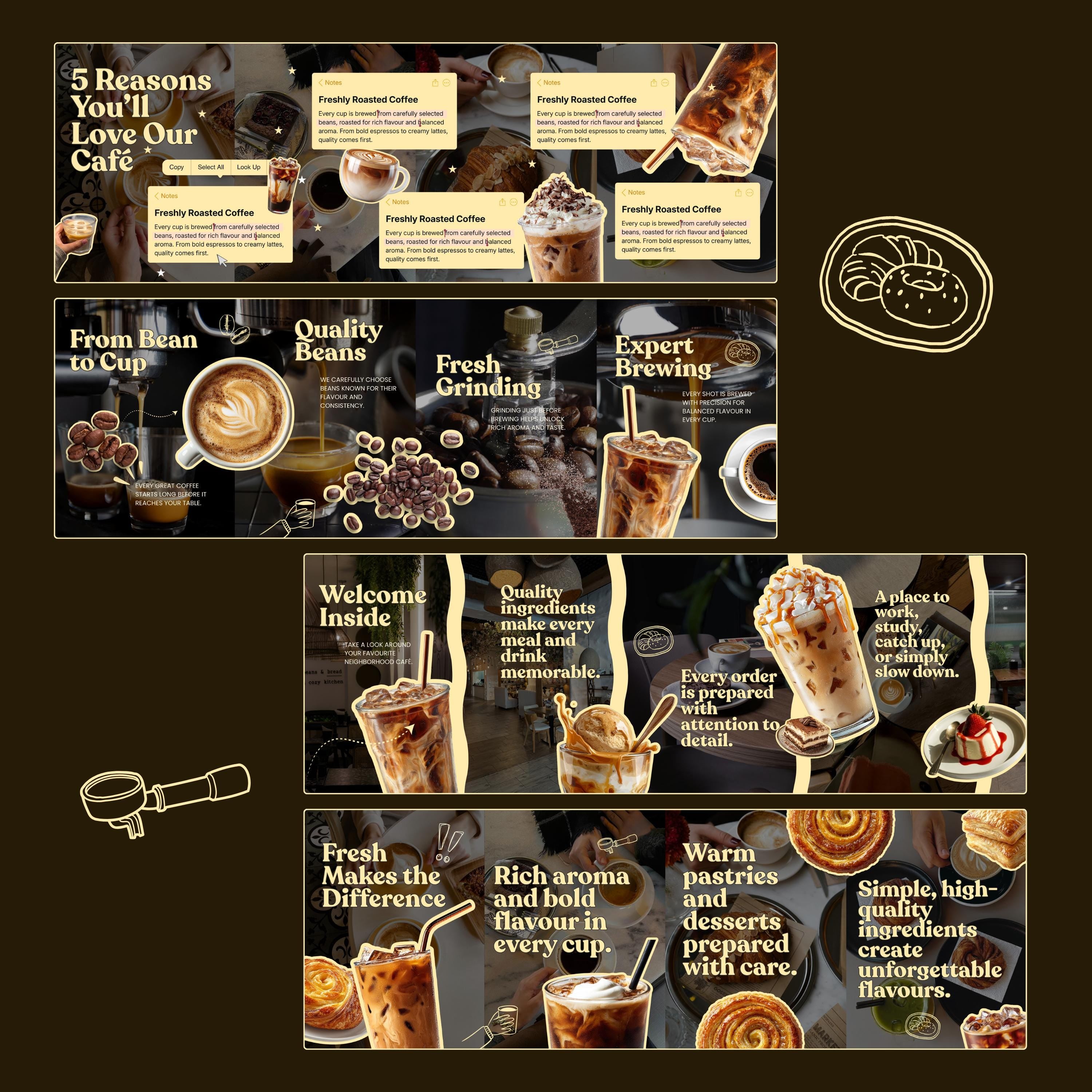 Cafe Bakery Instagram Templates Canva | Moody Editorial Social Media Kit