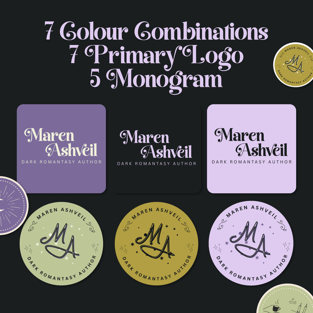 Dark Romantasy Author Branding Kit Canva Templates | Logo, Media Kit, Business Card