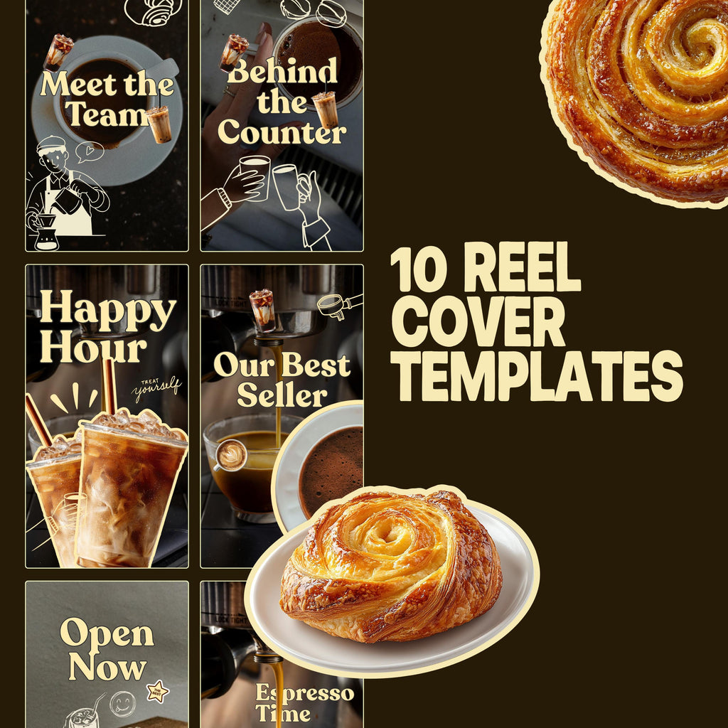 Cafe Bakery Instagram Templates Canva | Moody Editorial Social Media Kit