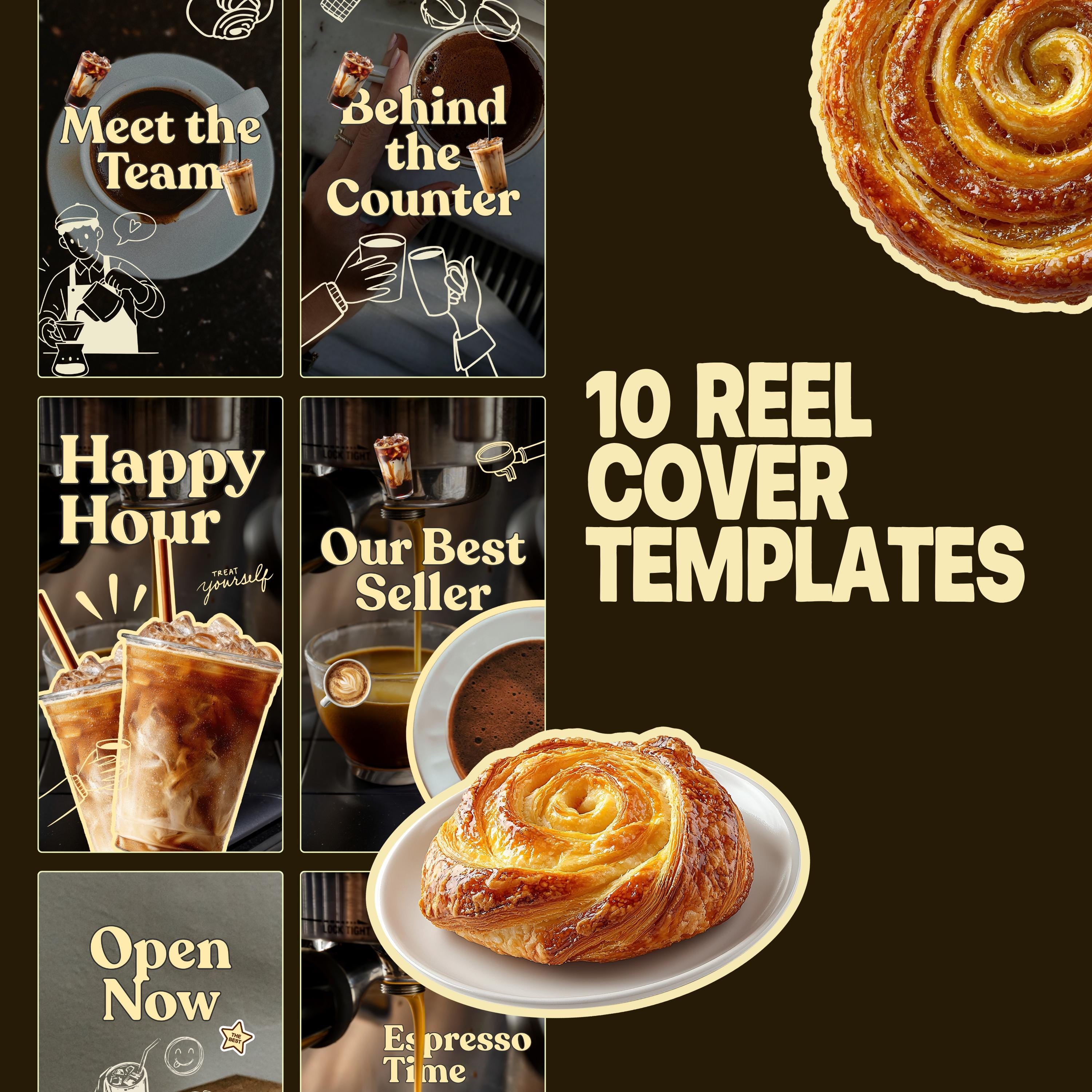 Cafe Bakery Instagram Templates Canva | Moody Editorial Social Media Kit