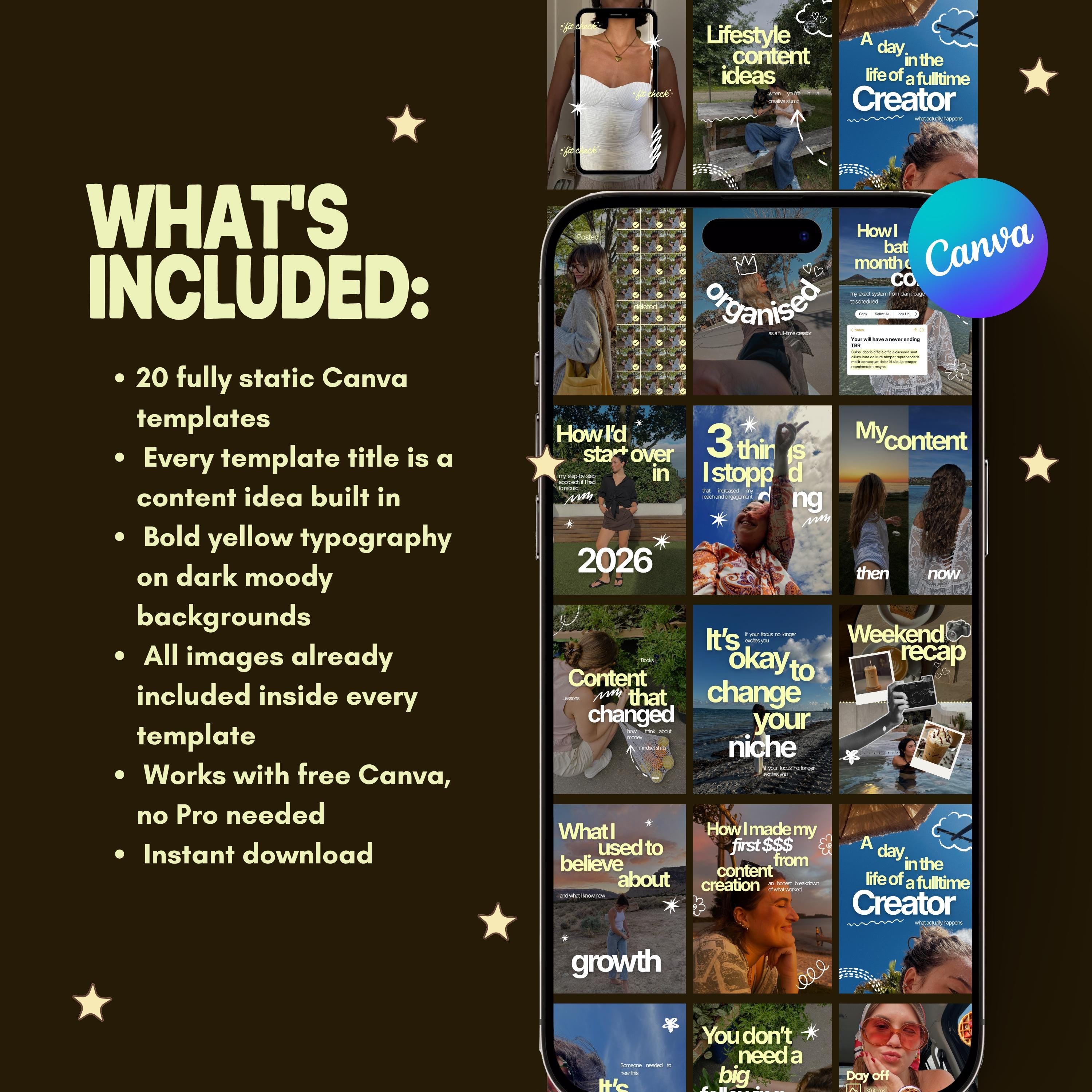 Lifestyle Creator Templates | Bold Typography Social Media Pack (Canva)