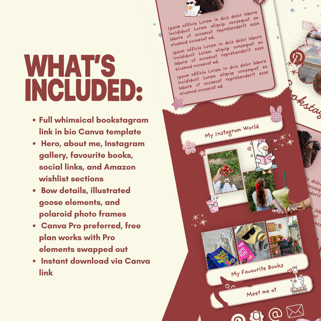 Bookstagram Link in Bio Canva Template | Whimsical Book Lover Website (Digital Download)