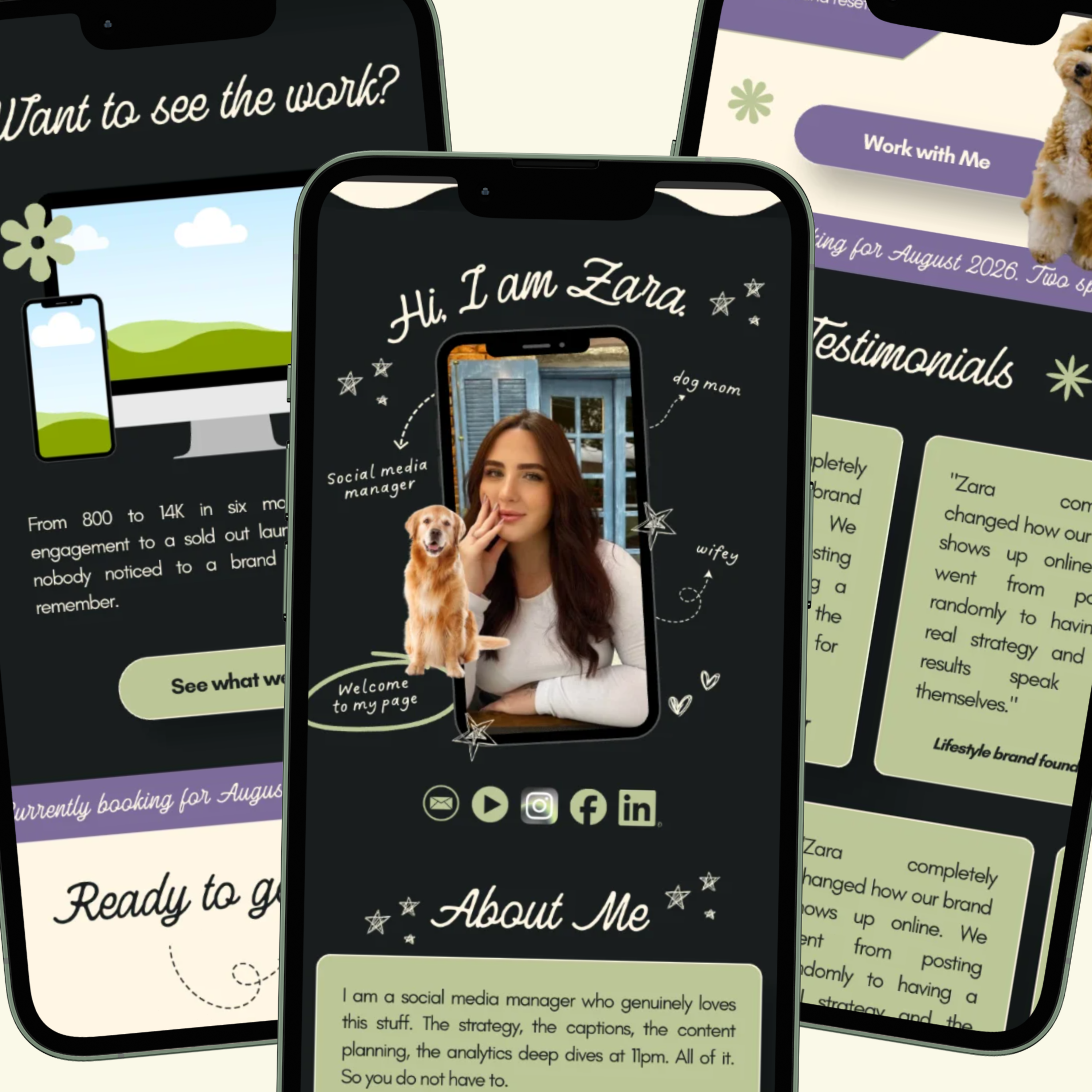 Social Media Manager Link in Bio Canva Template | SMM Portfolio Website | Freelance Social Media Bio Page