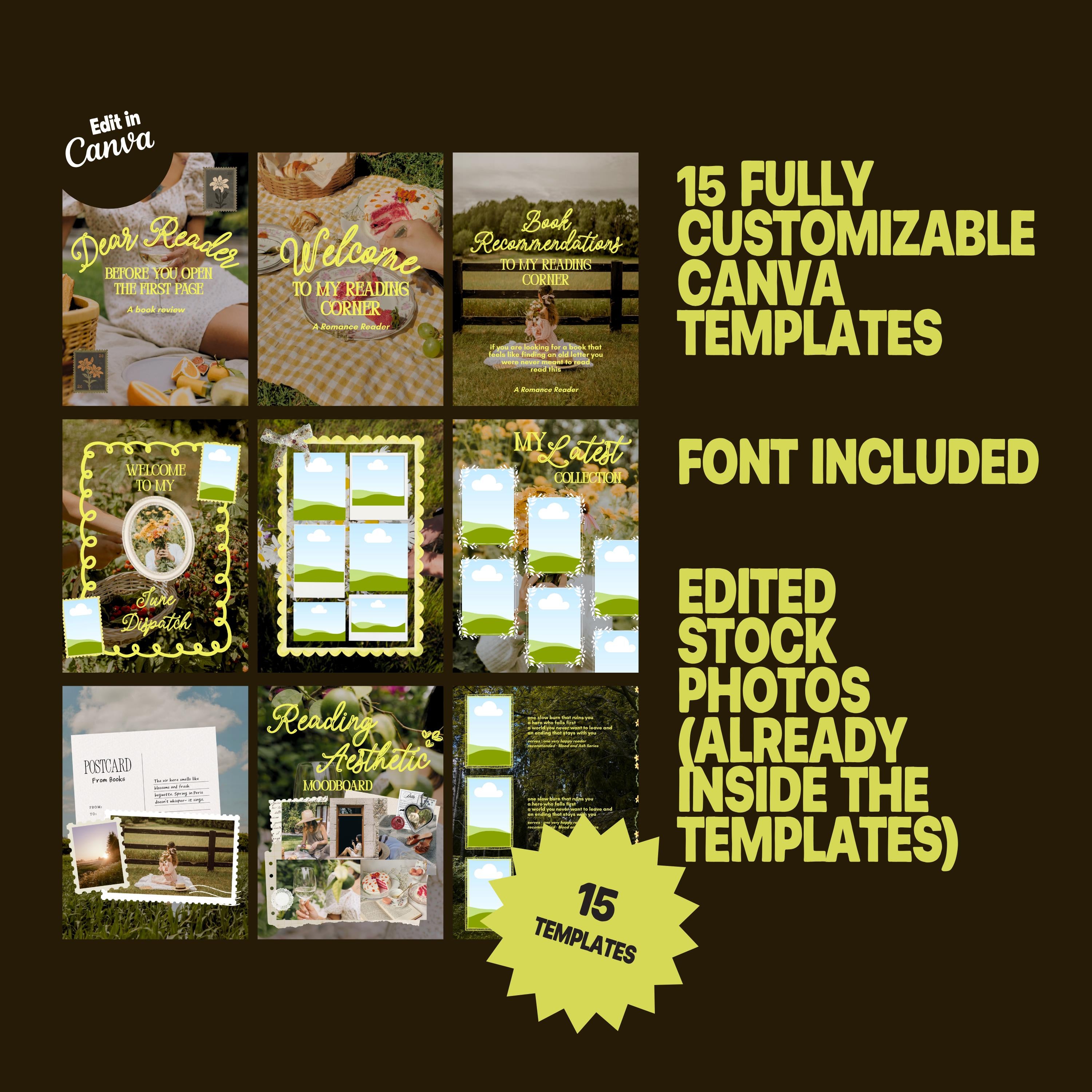 Cottagecore Canva Templates for Bookstagram | Reading Diary Pack | Bookish Instagram