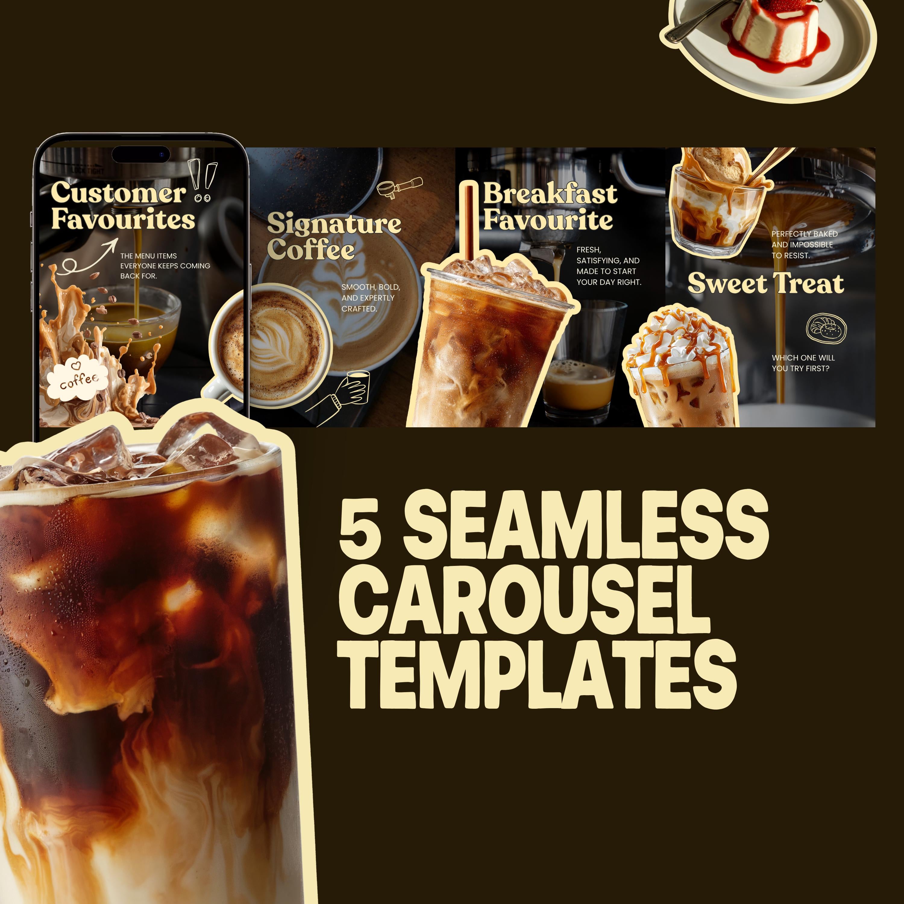 Cafe Bakery Instagram Templates Canva | Moody Editorial Social Media Kit