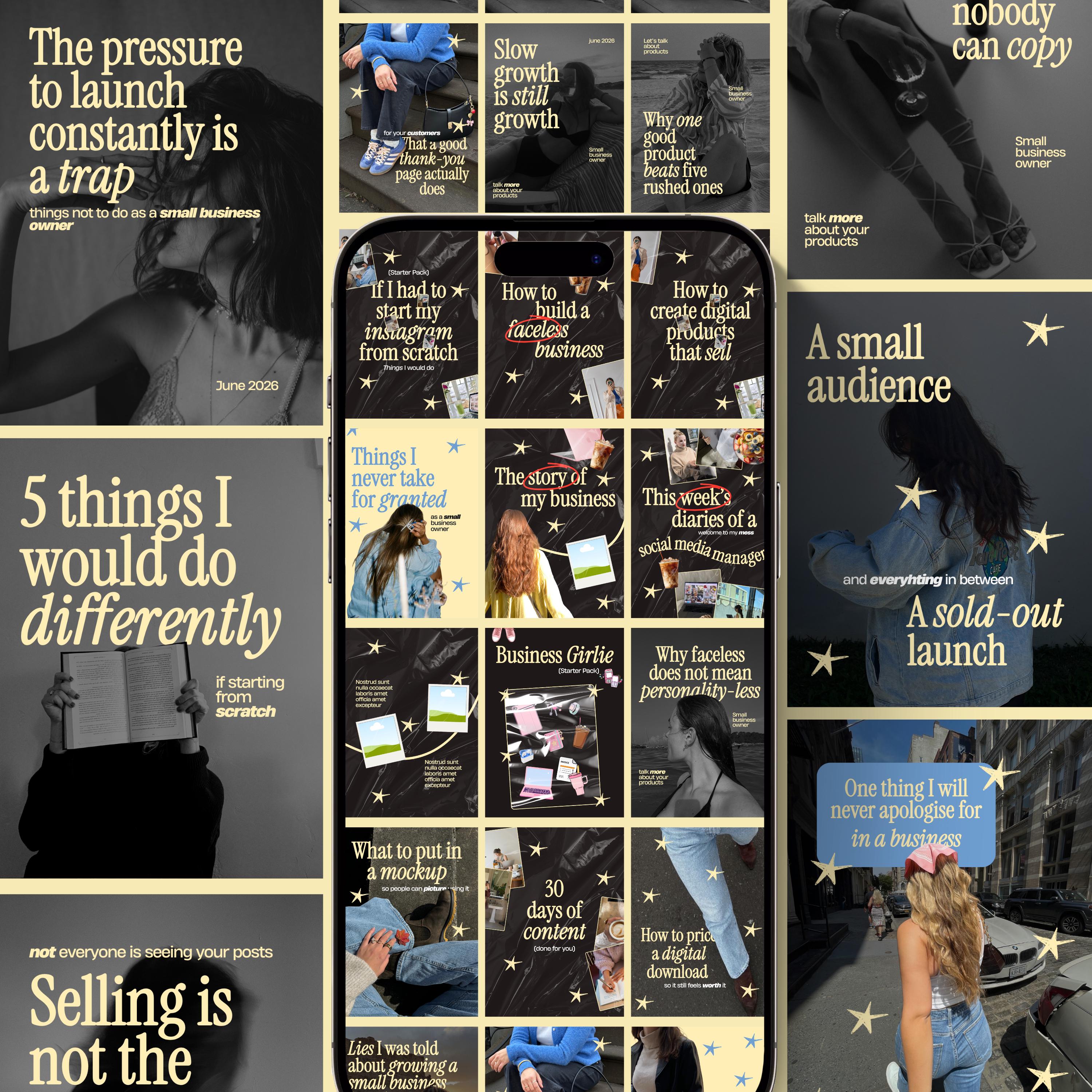 Canva Templates for Female Entrepreneurs | Business Instagram | Faceless Content Creator Pack | Digital Product Seller