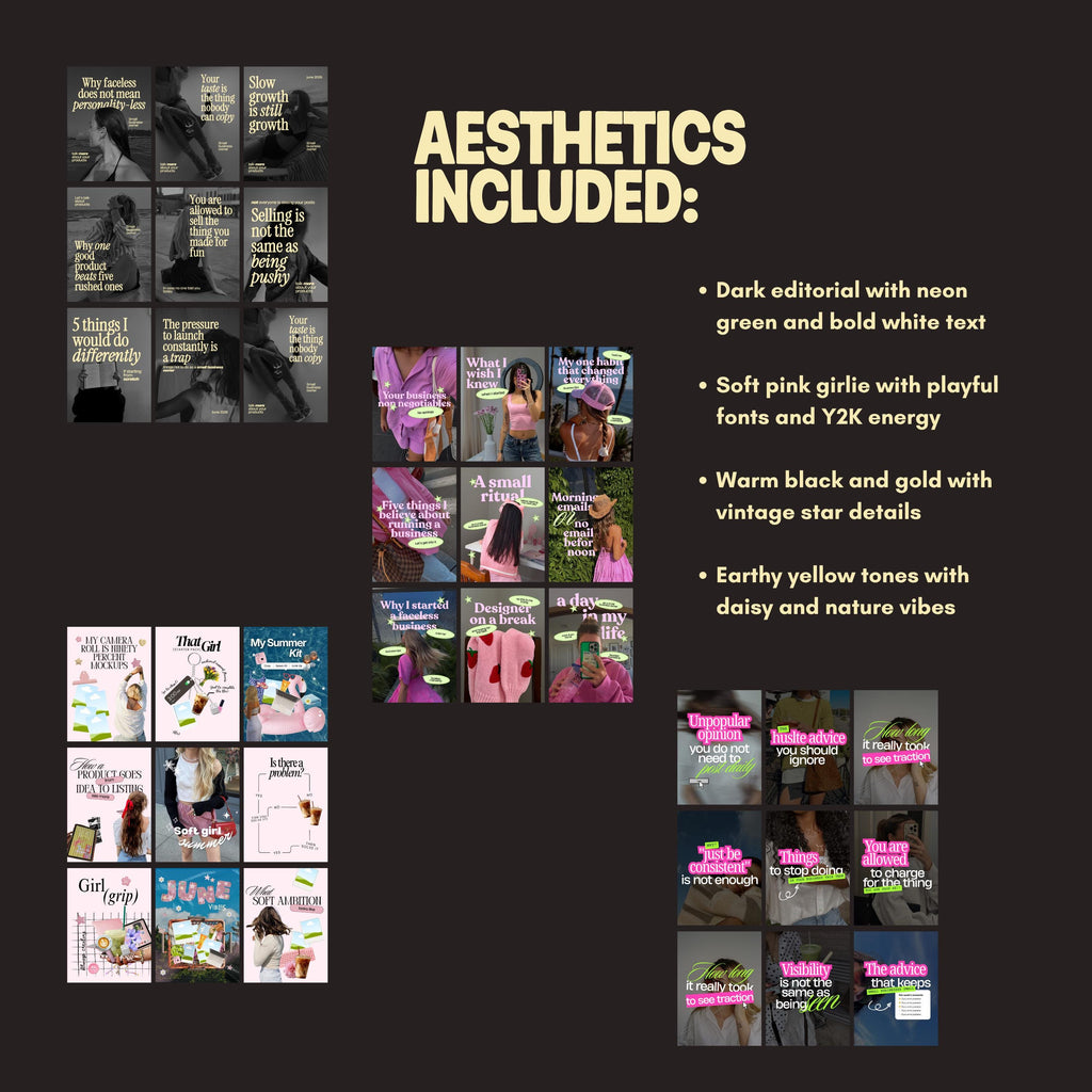 Canva Templates for Female Entrepreneurs | Business Instagram | Faceless Content Creator Pack | Digital Product Seller