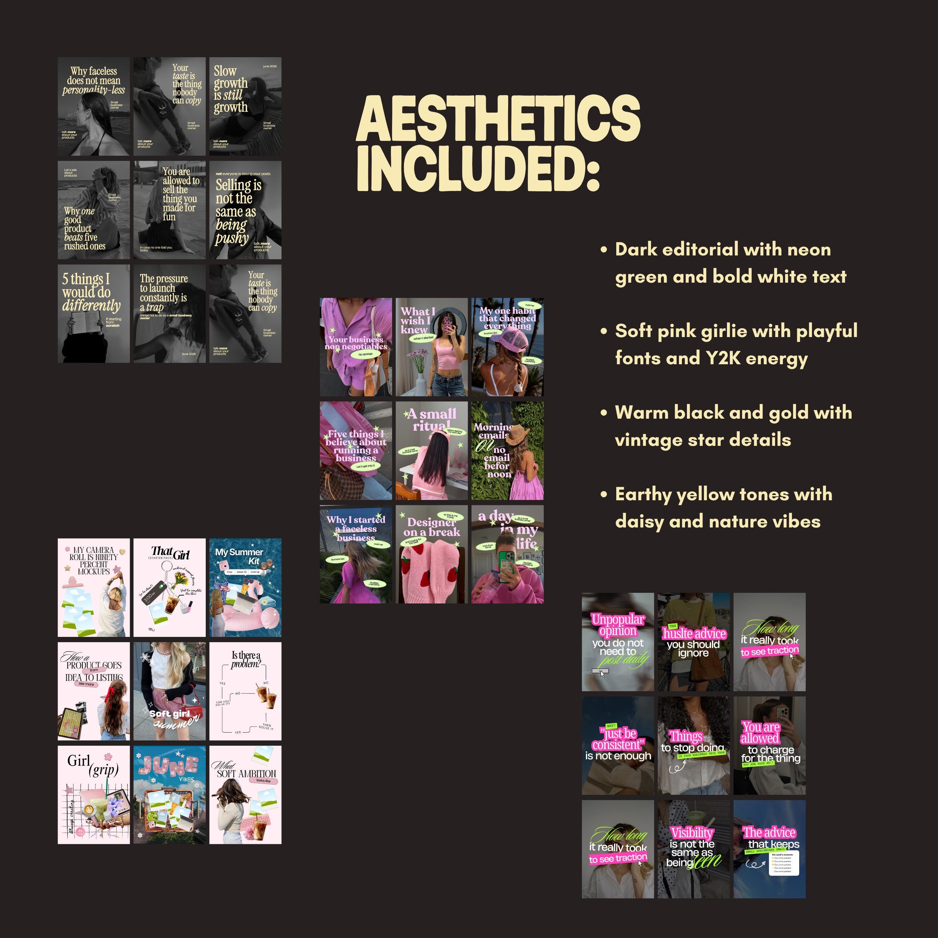 Canva Templates for Female Entrepreneurs | Business Instagram | Faceless Content Creator Pack | Digital Product Seller