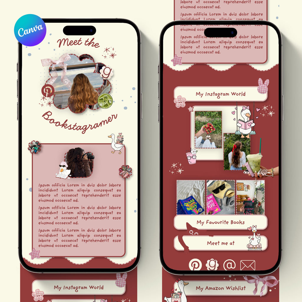 Bookstagram Link in Bio Canva Template | Whimsical Book Lover Website (Digital Download)