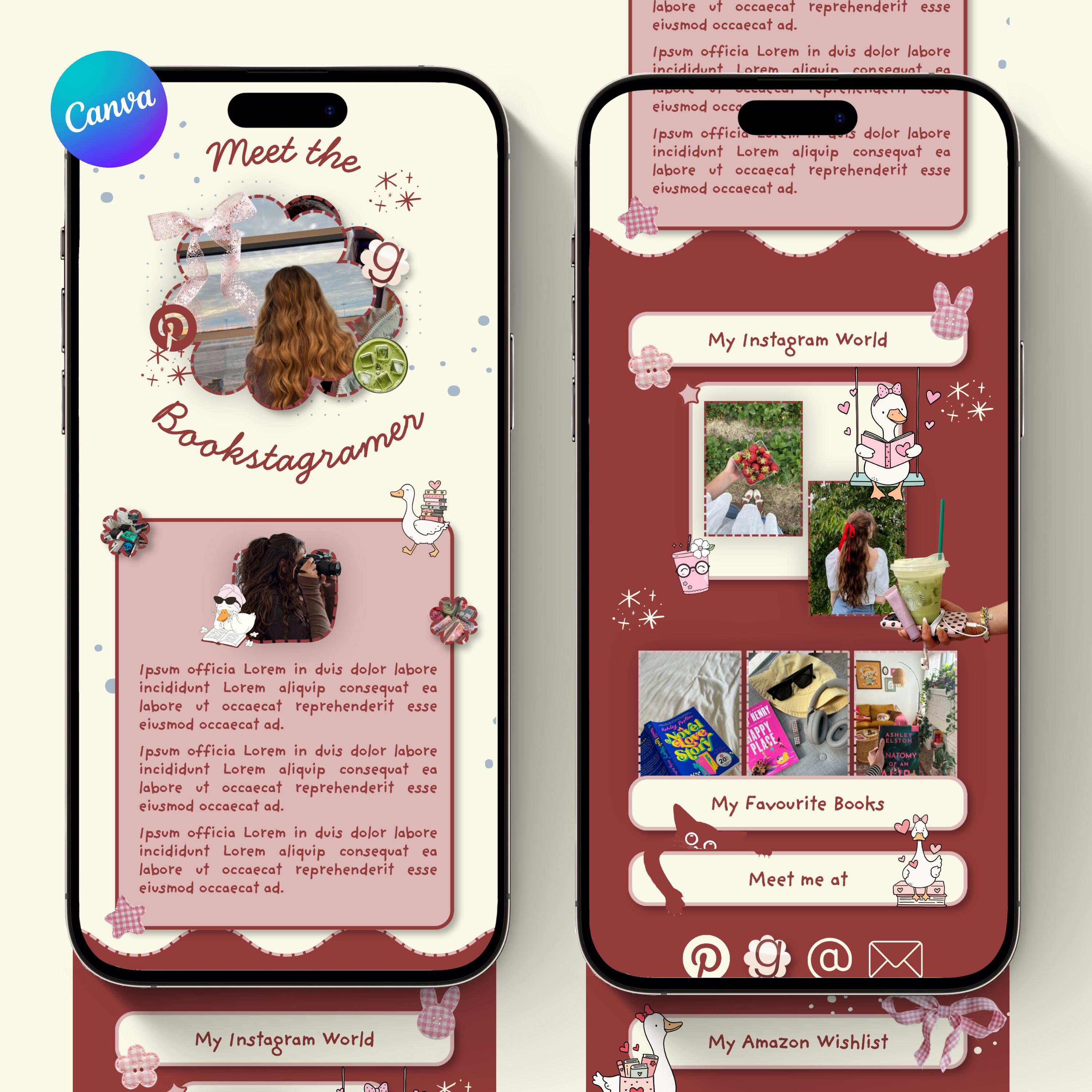 Bookstagram Link in Bio Canva Template | Whimsical Book Lover Website (Digital Download)