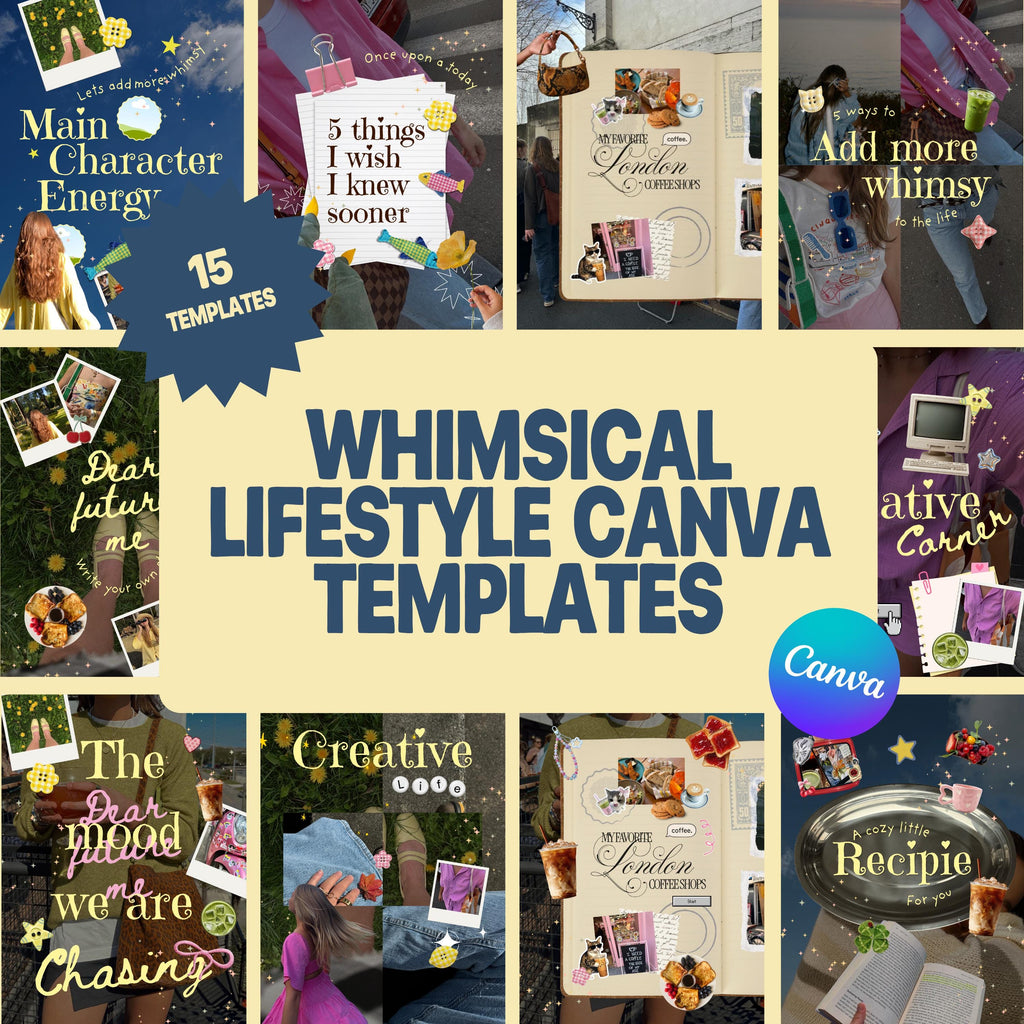 Whimsical Lifestyle Canva Templates | Animated Bookstagram Instagram Templates | Collage Creator Pack