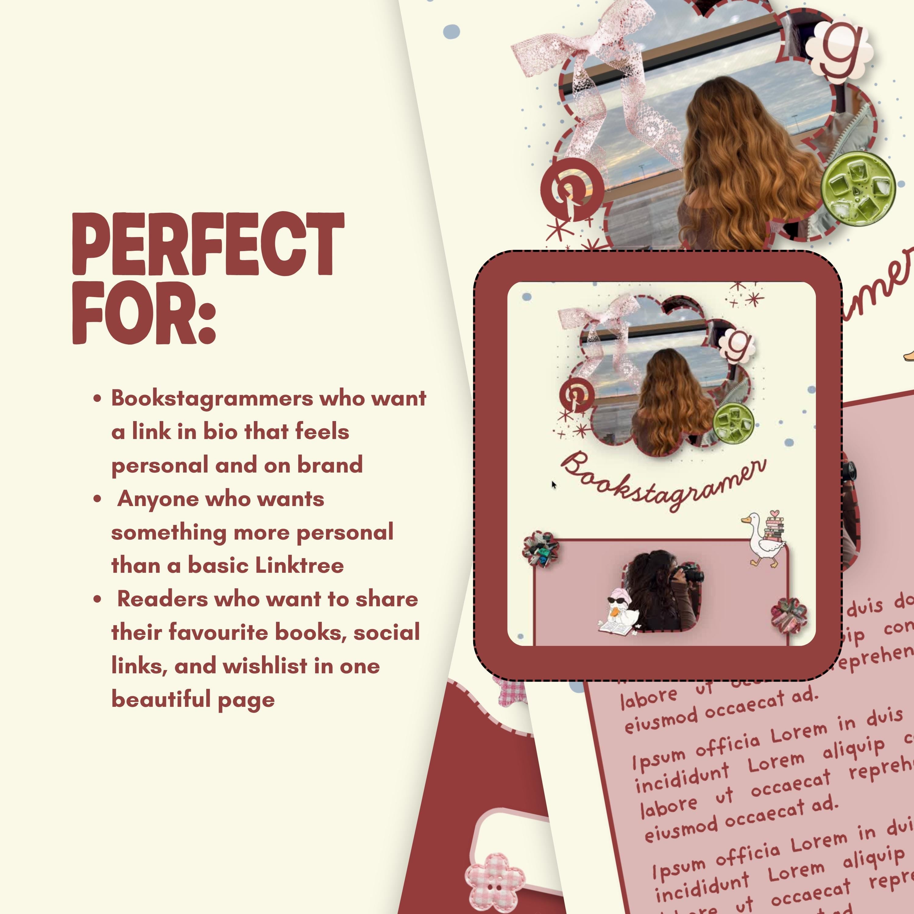 Bookstagram Link in Bio Canva Template | Whimsical Book Lover Website (Digital Download)
