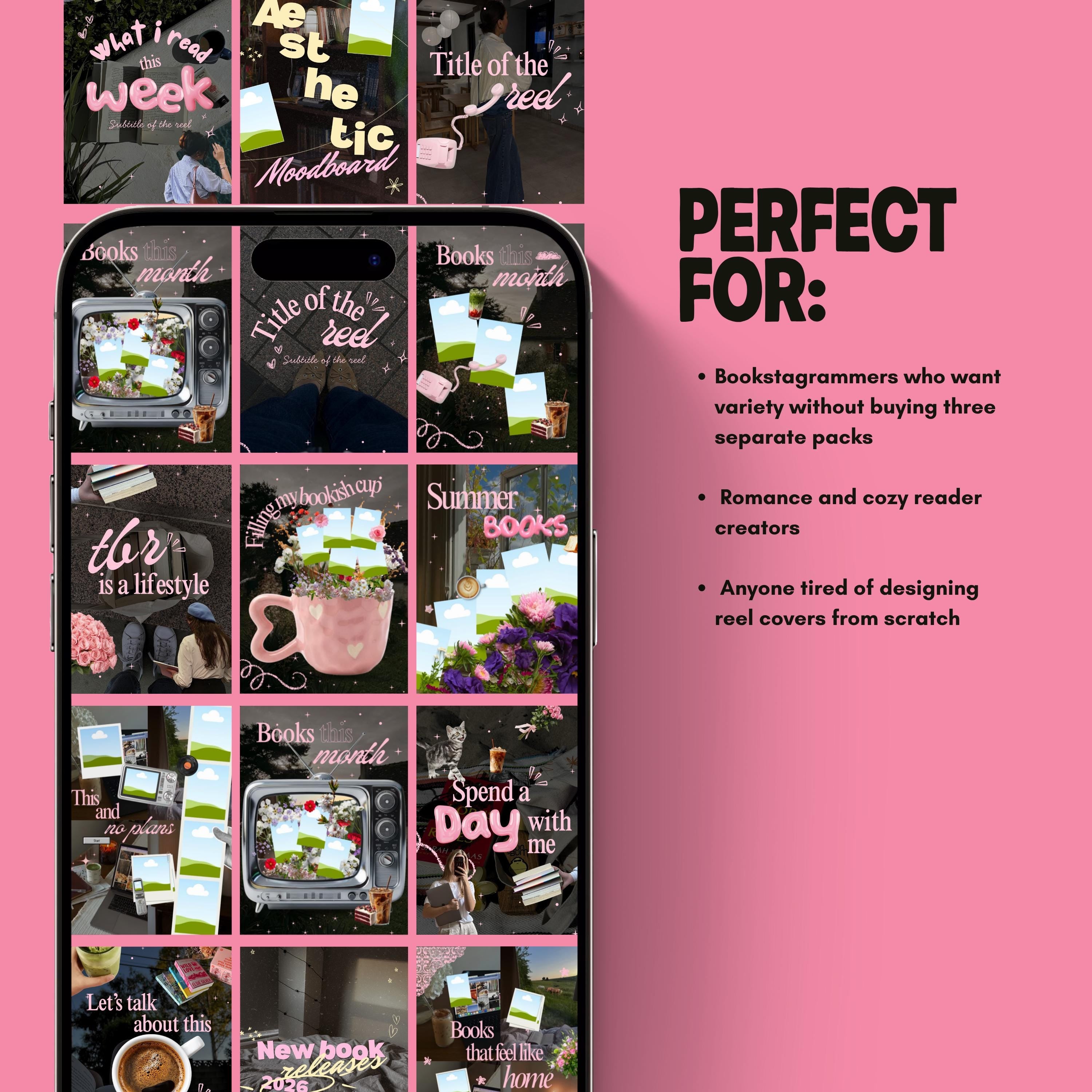 27 Romance Canva Templates | Cozy Collage, Pink Moody Reels, Bookstagram Posts