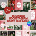 Romantic Bookstagram Canva Templates | Red Stripe Lace | Romance Reader with Fonts