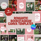 Romantic Bookstagram Canva Templates | Red Stripe Lace | Romance Reader with Fonts