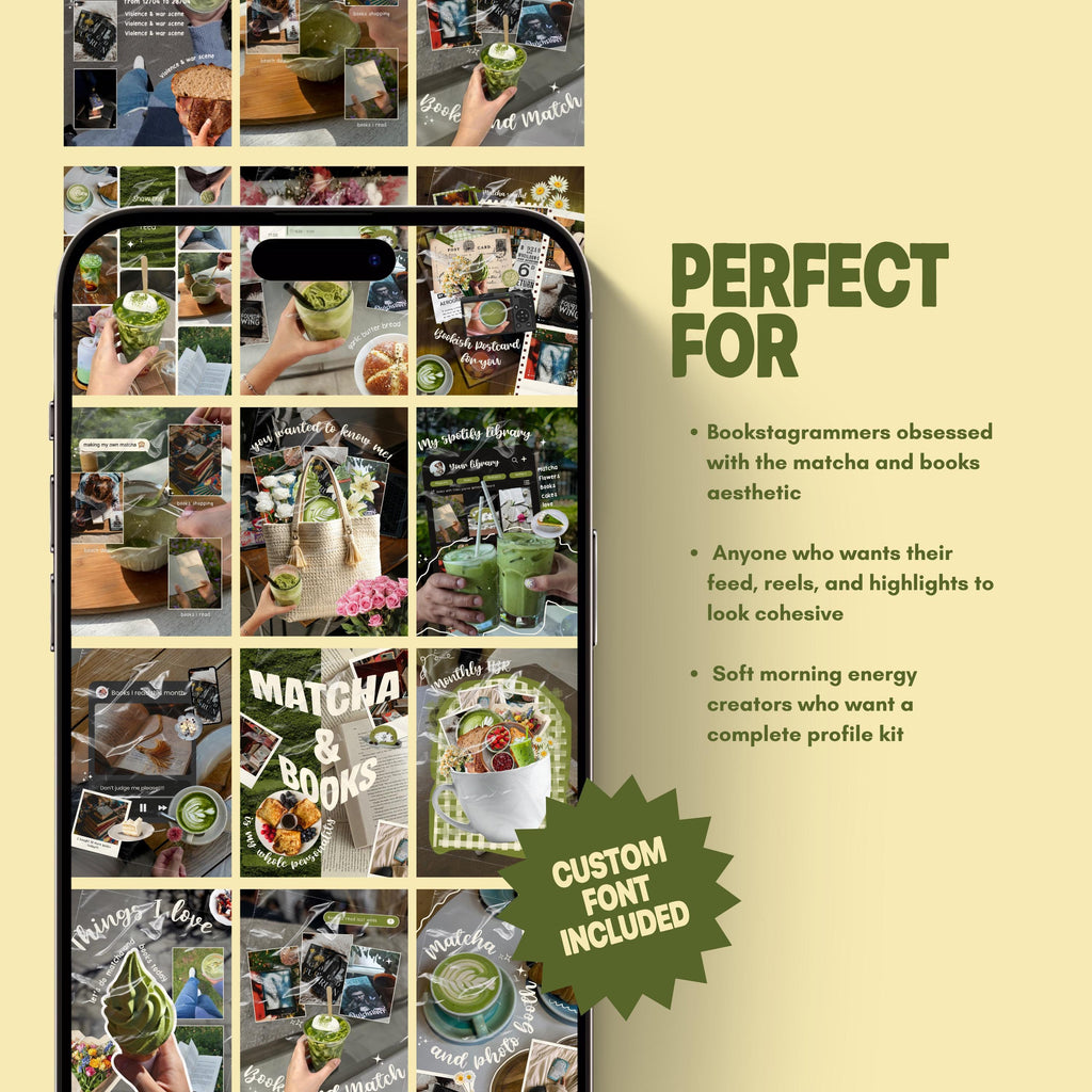 Matcha and Books Canva Templates Bundle | Animated Bookstagram | Reel Covers | Highlight Covers | Bookish Instagram