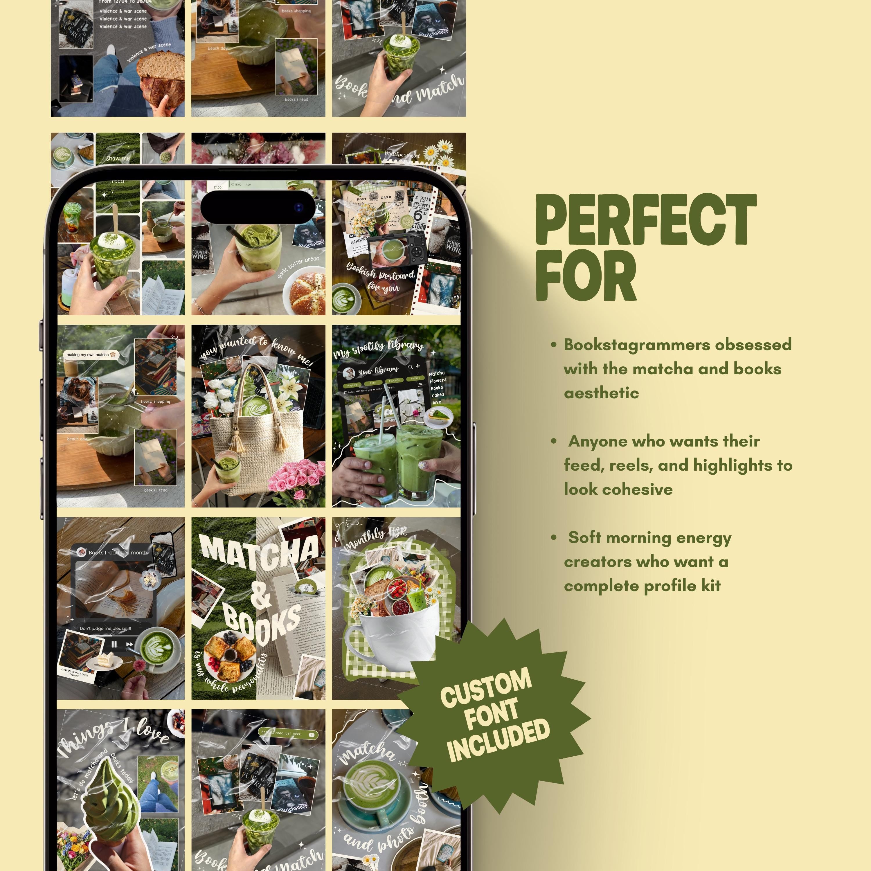Matcha and Books Canva Templates Bundle | Animated Bookstagram | Reel Covers | Highlight Covers | Bookish Instagram