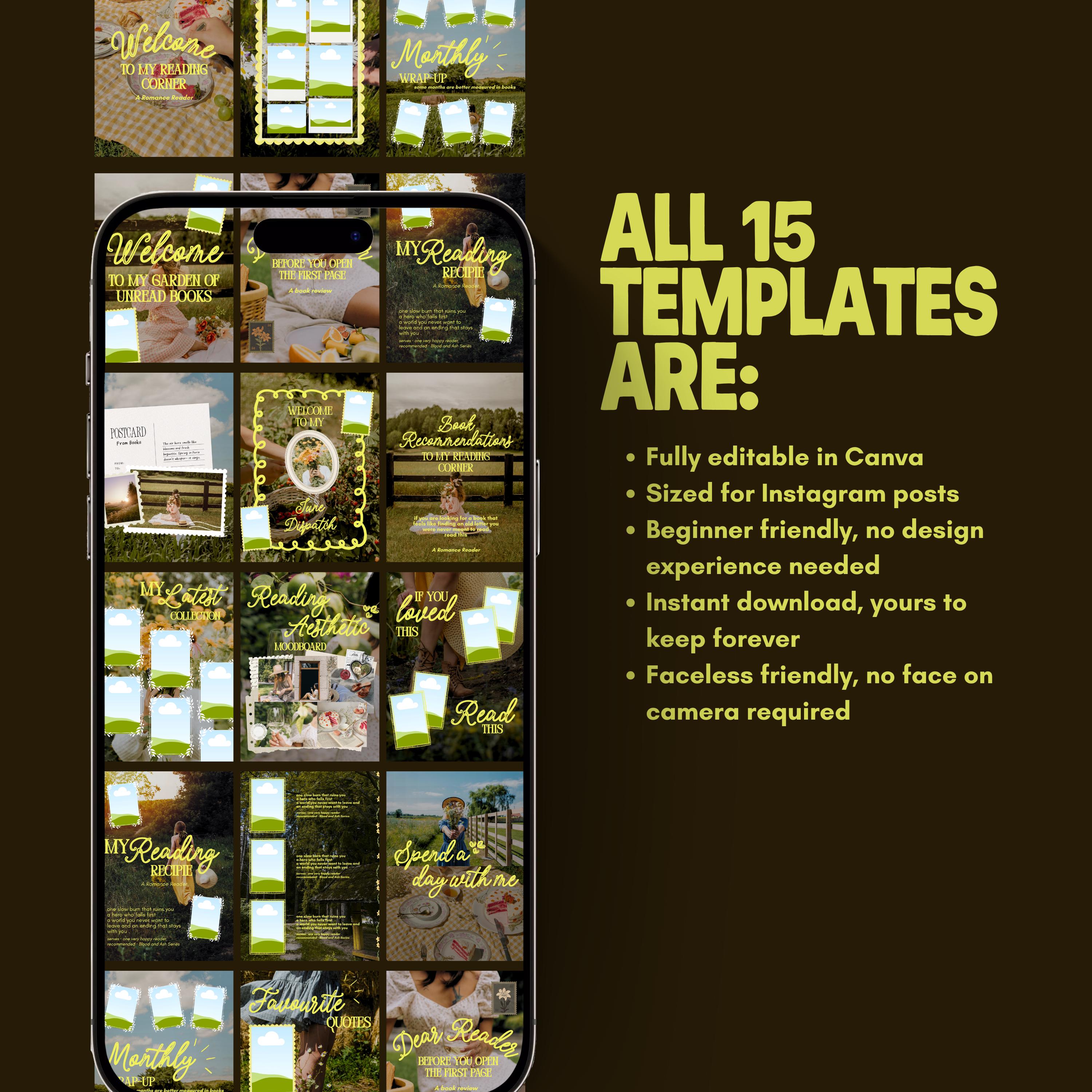 Cottagecore Canva Templates for Bookstagram | Reading Diary Pack | Bookish Instagram