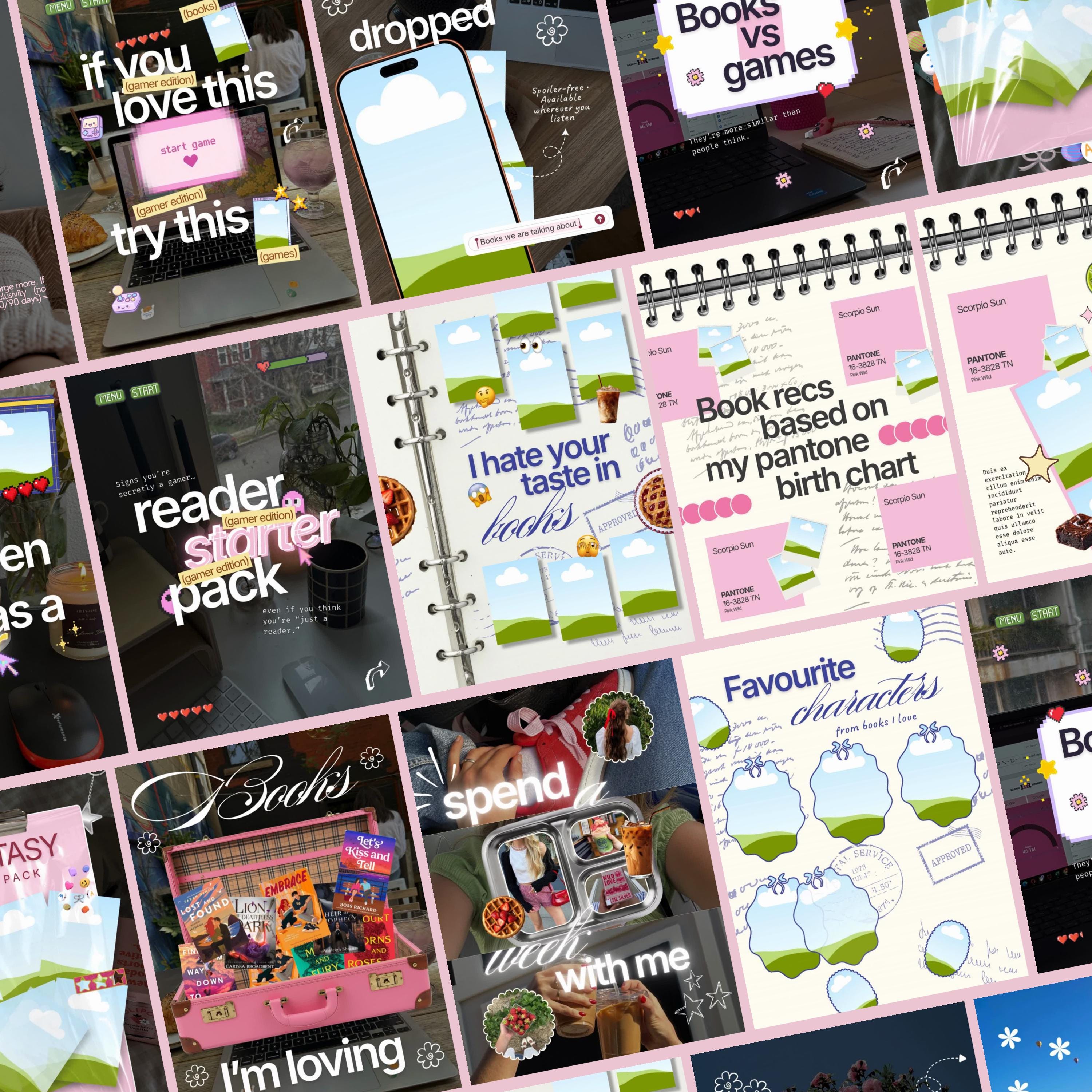 Trending Bookstagram Canva Templates | Animated Book Instagram | Reader Gamer Bookish Pack Viral Content