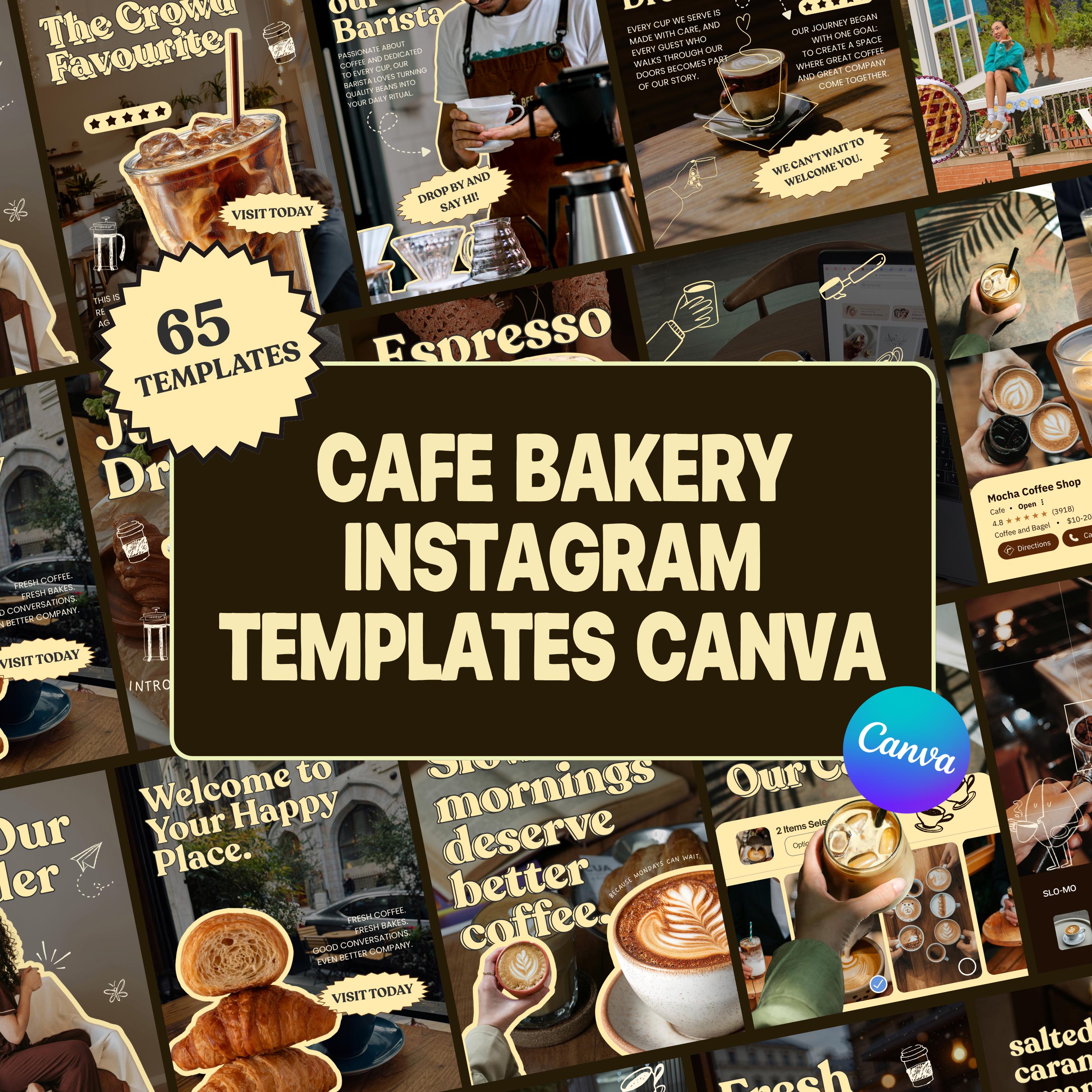Cafe Bakery Instagram Templates Canva | Moody Editorial Social Media Kit