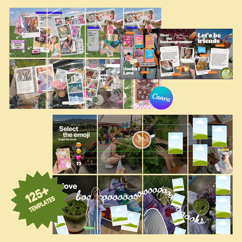 Animated Junk Journal Canva Templates Bundle | Faceless Bookstagram Content System