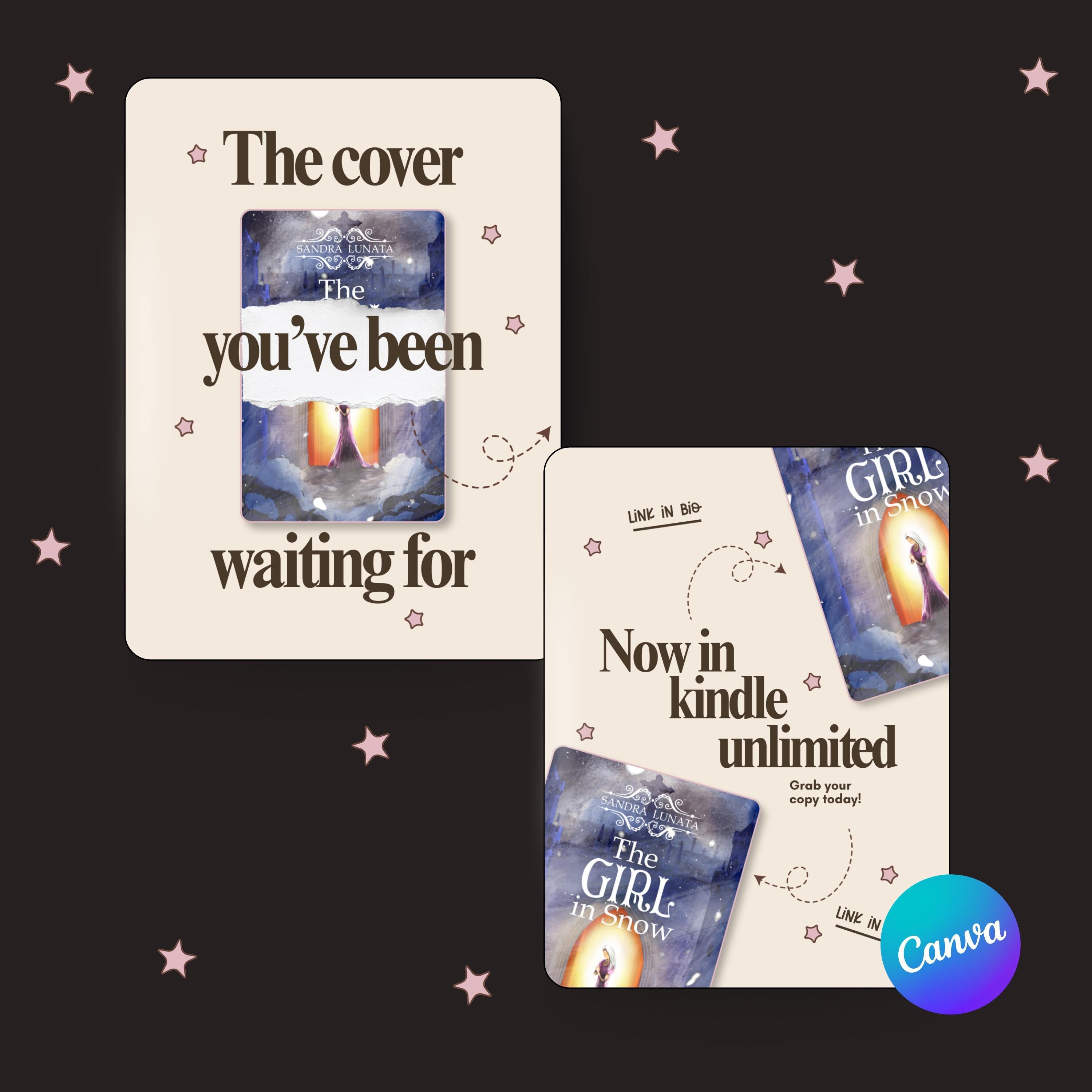 Author Instagram Templates Canva | Romance Book Launch Social Media Pack