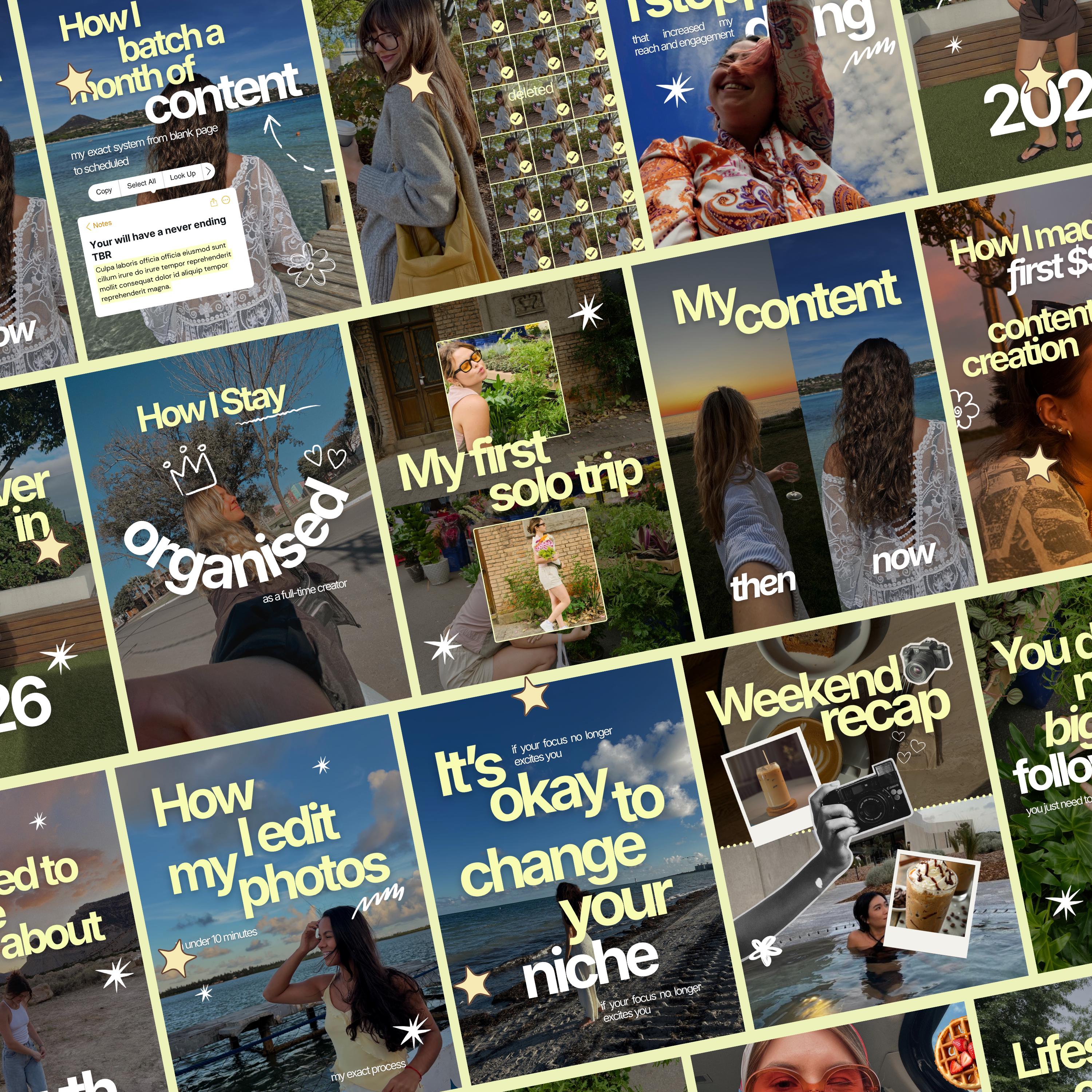 Lifestyle Creator Templates | Bold Typography Social Media Pack (Canva)