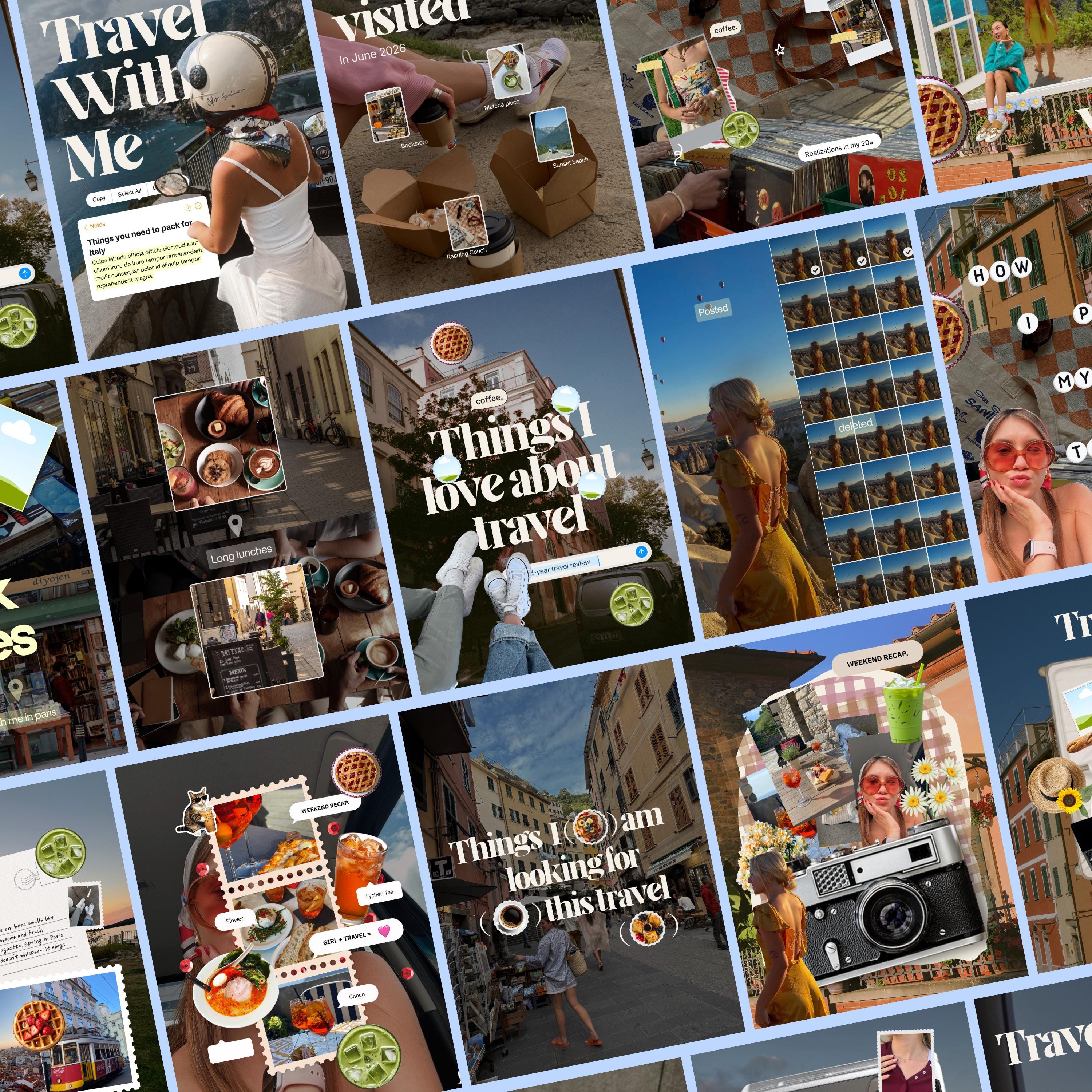 Trending Travel Lifestyle Canva Templates | Collage Instagram | Photo Dump Creator Pack Animated Static