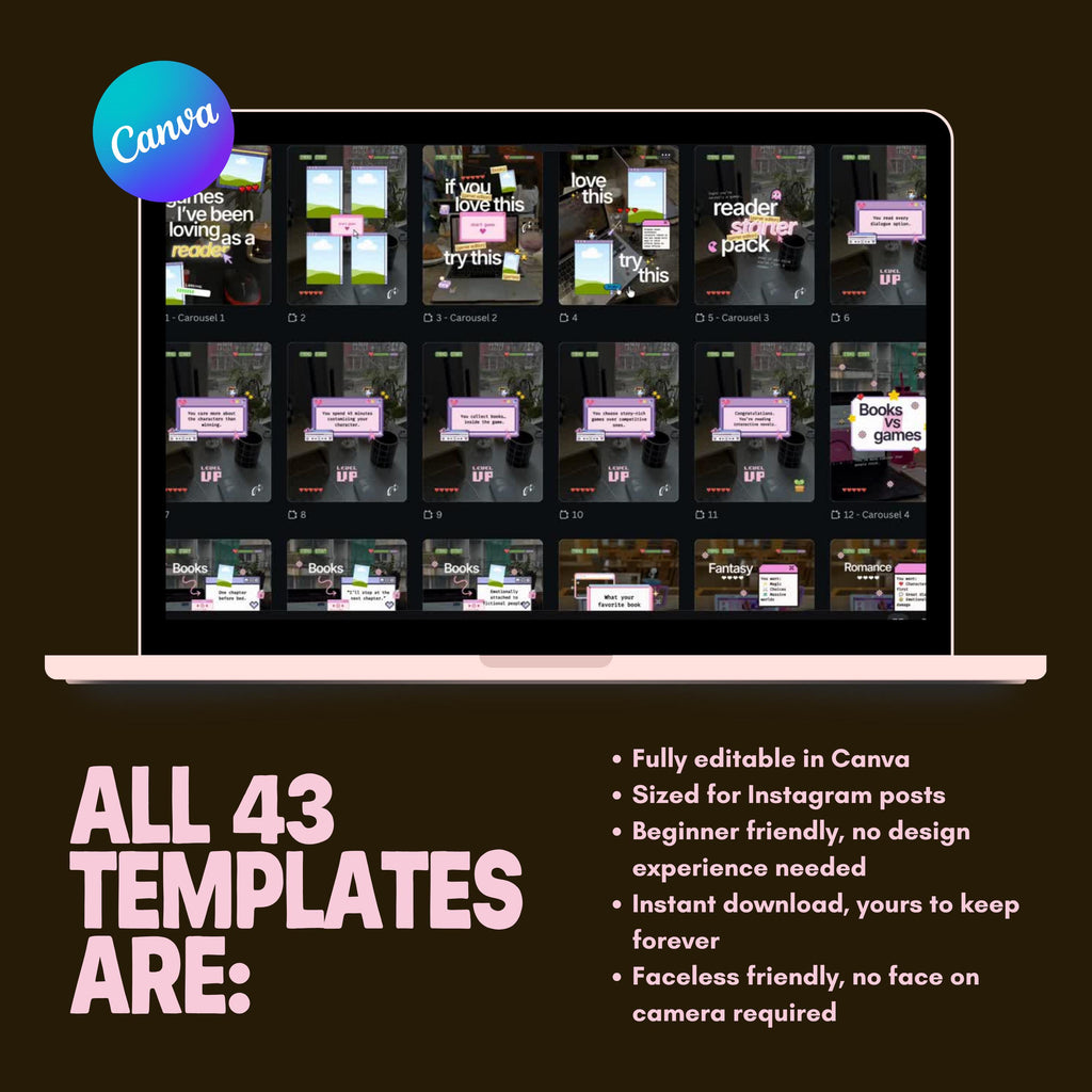 Trending Bookstagram Canva Templates | Animated Book Instagram | Reader Gamer Bookish Pack Viral Content