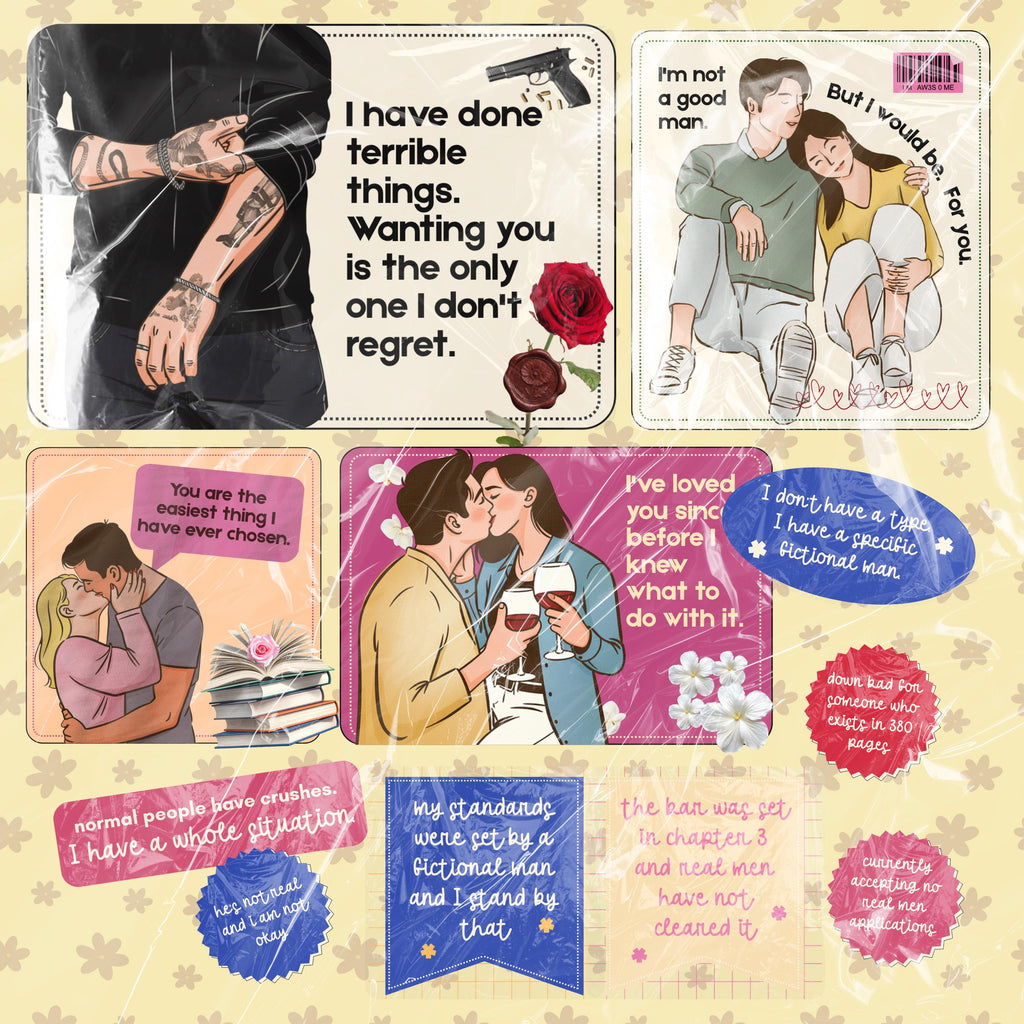 43 Digital Stickers for Bookstagrammers | Book Boyfriend Romantasy | Book Club Trope | Reader Mega Pack