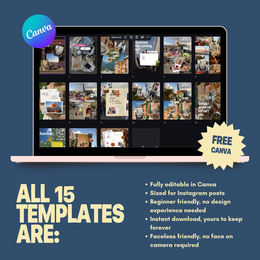 15 Animated Lifestyle Canva Templates | Travel Instagram Templates | Faceless Content Creator Pack