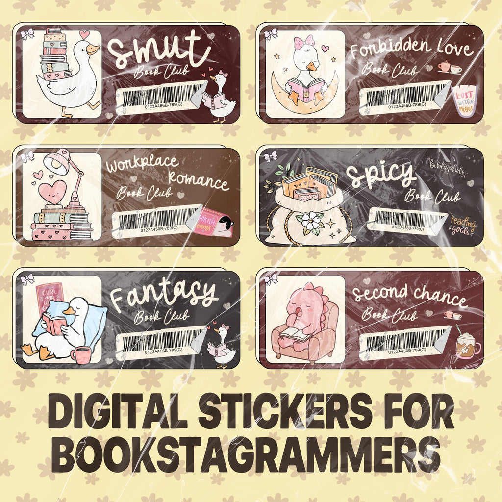 43 Digital Stickers for Bookstagrammers | Book Boyfriend Romantasy | Book Club Trope | Reader Mega Pack