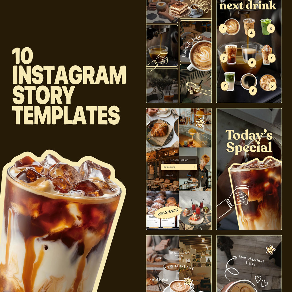 Cafe Bakery Instagram Templates Canva | Moody Editorial Social Media Kit