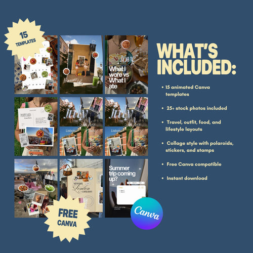 15 Animated Lifestyle Canva Templates | Travel Instagram Templates | Faceless Content Creator Pack