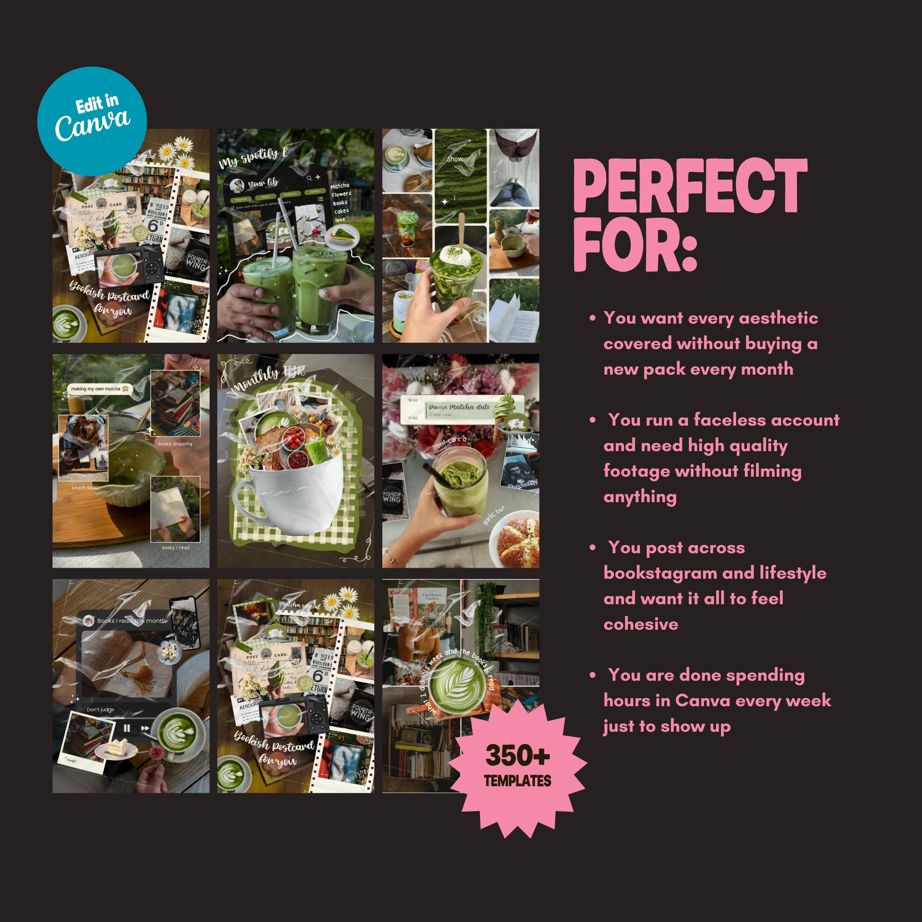 Canva Templates Bundle | Bookstagram, Lifestyle, Faceless Videos, Fonts